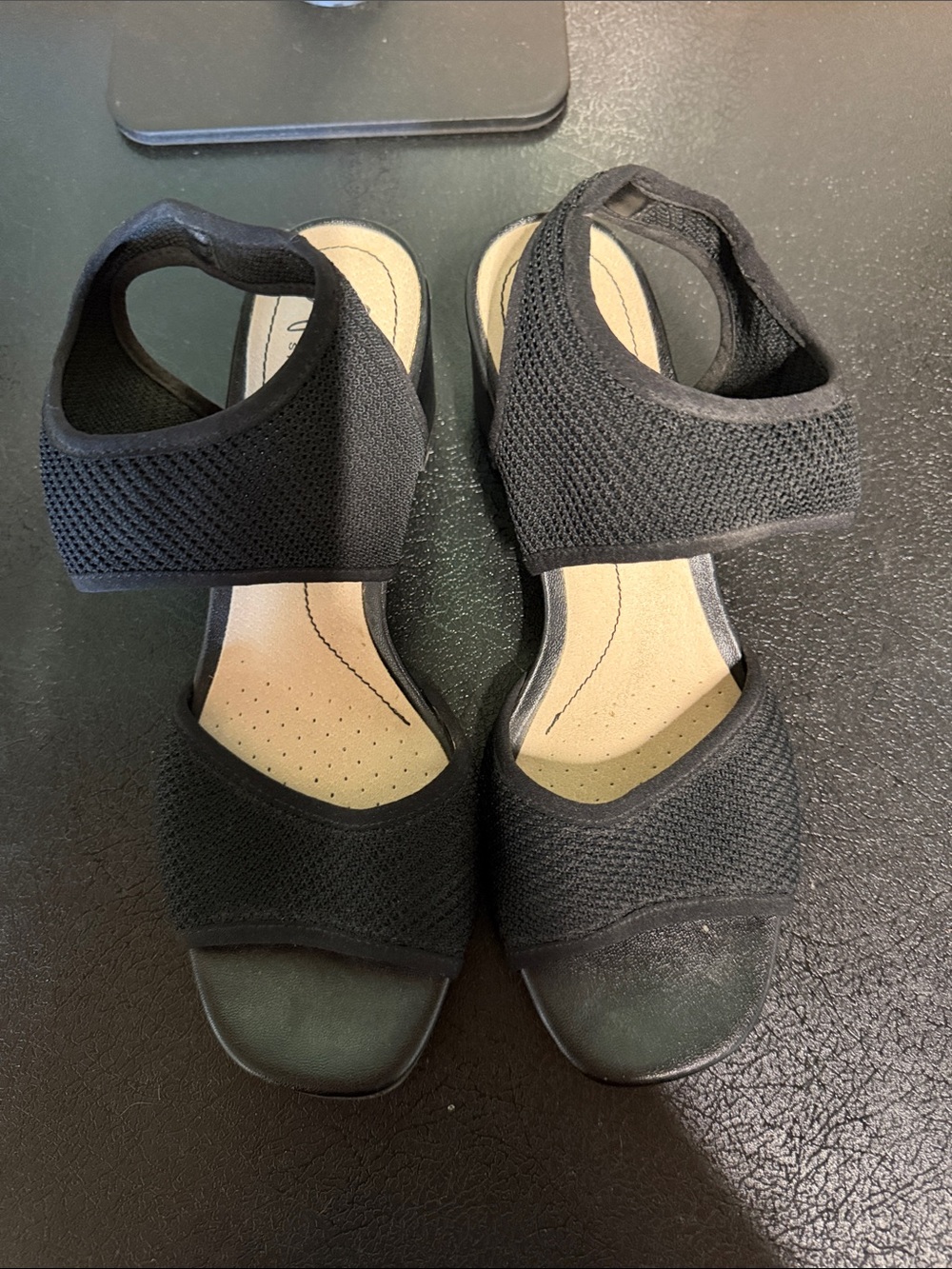 Life Stride Black Knit Slingback Sandals